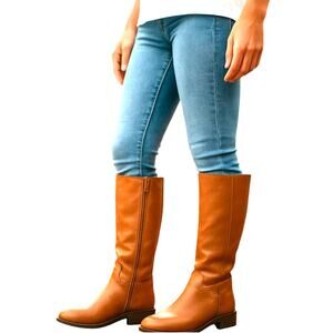 NWOT Shoedazzle 7 Brown Riding Women's Boots Knee Length Zipper Shoe New No Tag